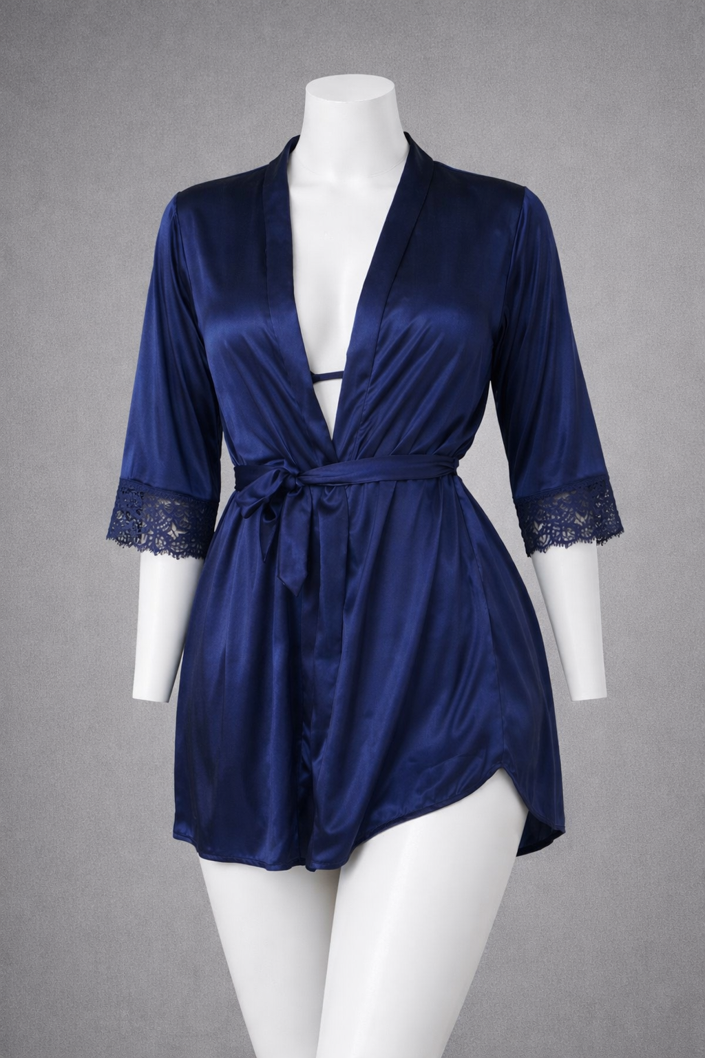 Crimson Temptation – Silk Short Gown & Bra Panty Set