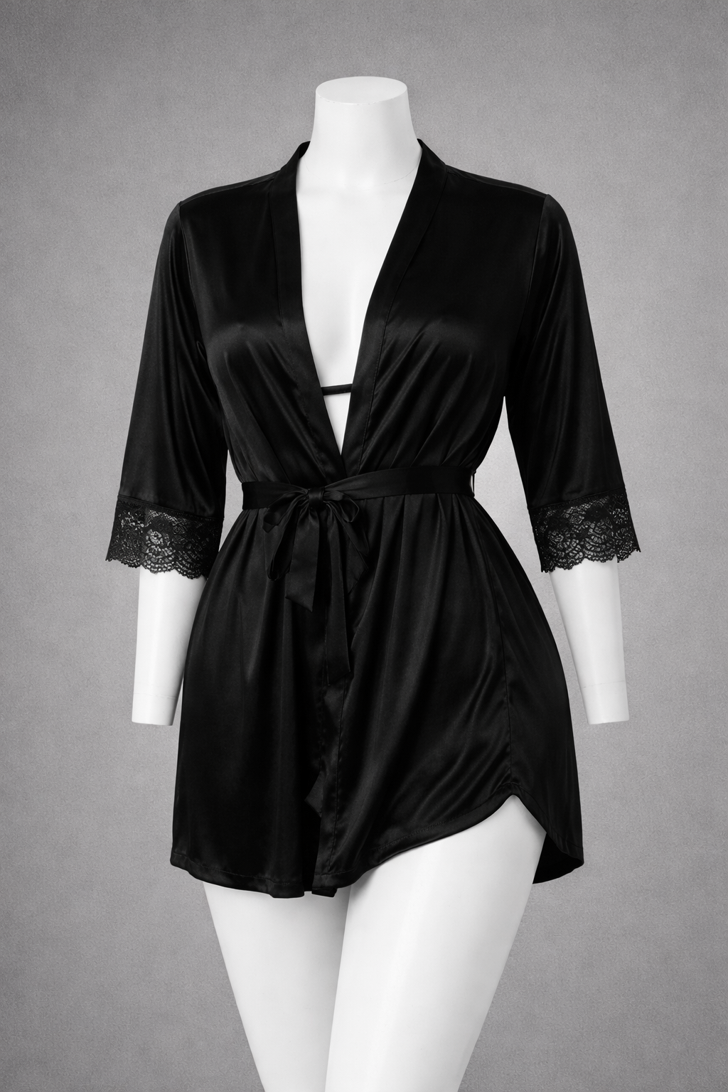 Crimson Temptation – Silk Short Gown & Bra Panty Set