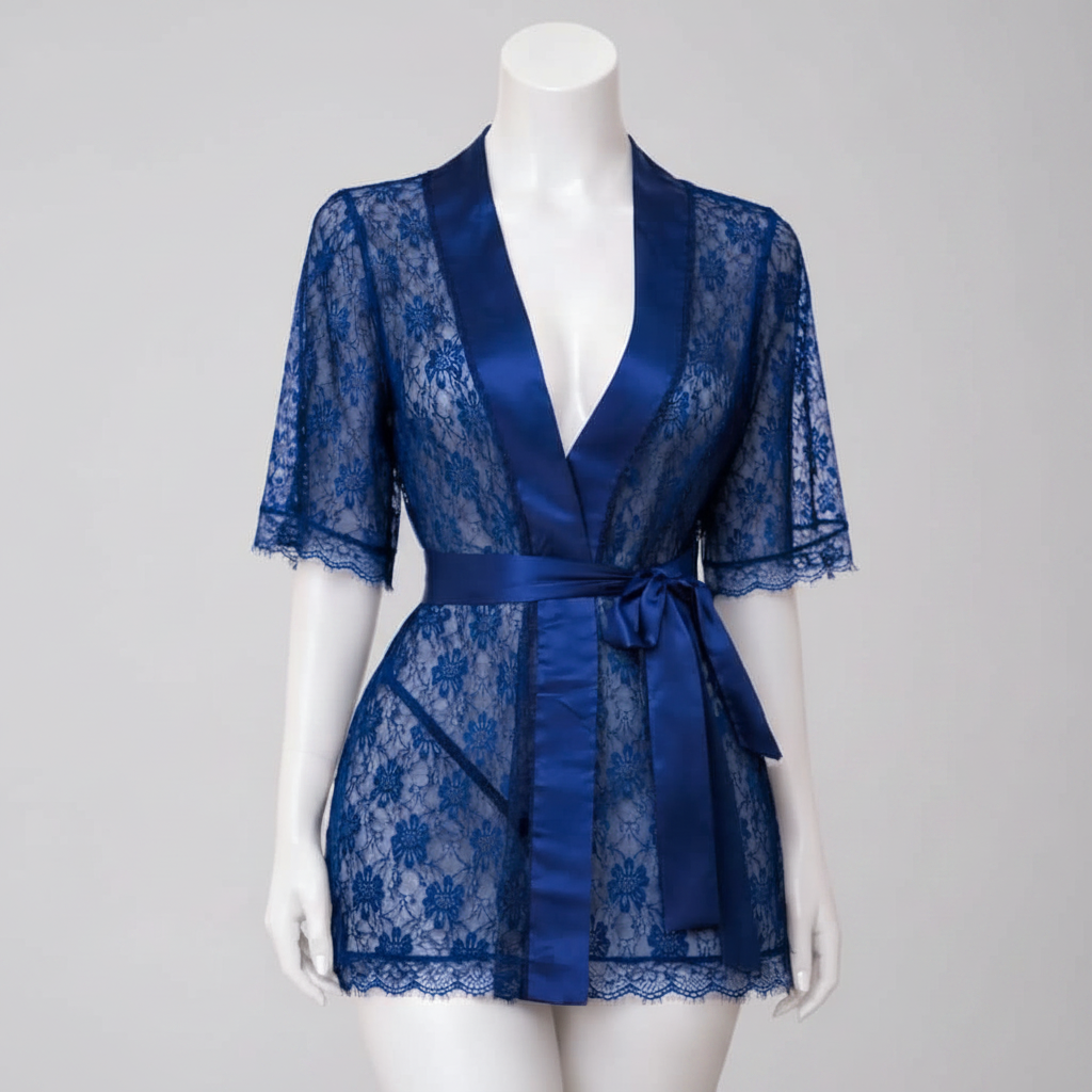 Net Short Gown - Navy Blue