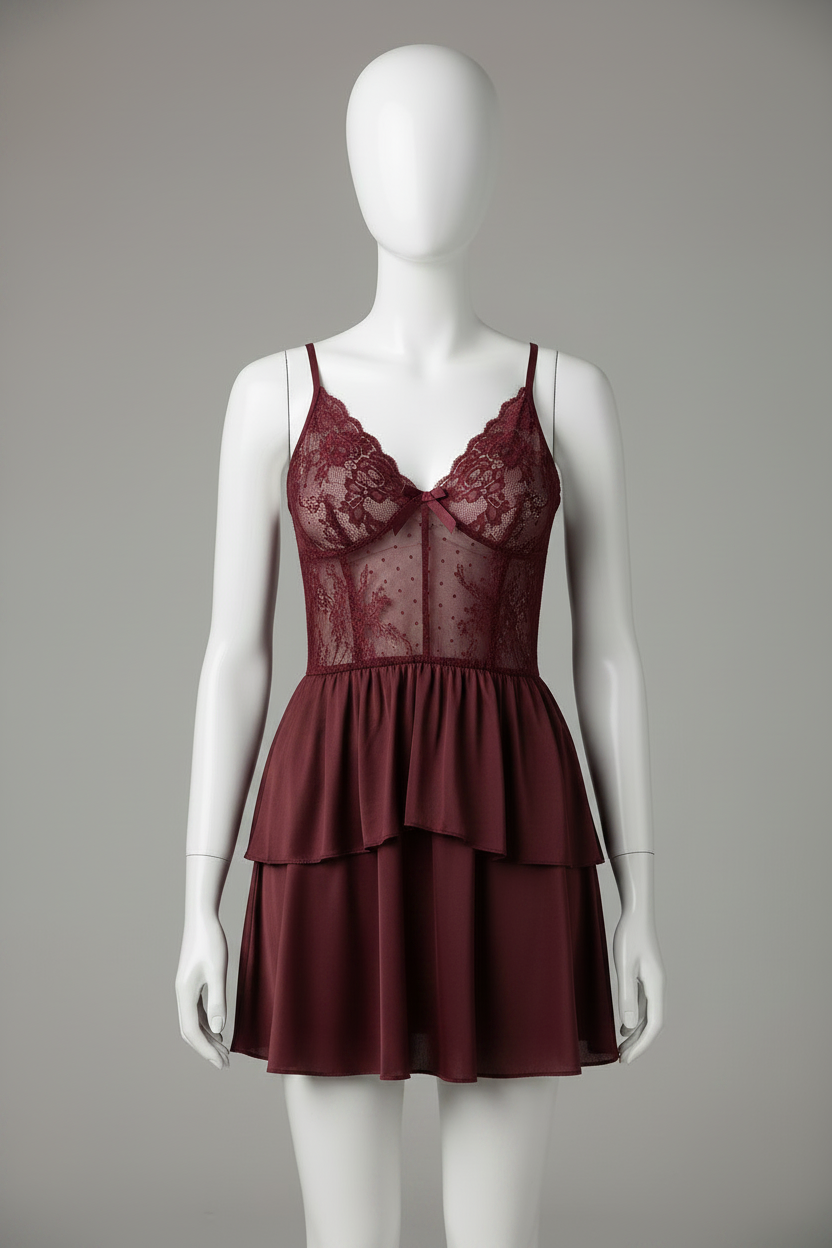Maroon Babydoll Chemise
